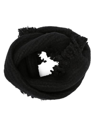 Uma Wang Frayed-edge Virgin-wool Scarf In Black