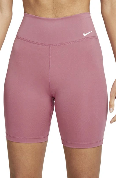 Nike Women's One Mid-rise 7" Biker Shorts In Desert Berry/white