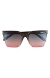 Quay Level Up 51mm Gradient Square Sunglasses In Black Pink/ Black Pink