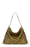 Givenchy Voyou Medium Shoulder Bag In Tumbled Leather In Brown