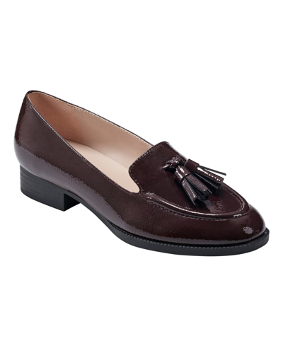 Bandolino Women's Linzer Almond Toe Tassel Slip On Loafers In Cranberry Faux Patent Leather