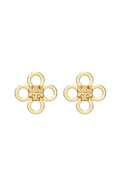 Tory Burch Small Kira Clover Stud Earrings In Gold