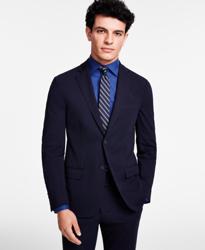 Calvin Klein Men's Slim-fit Stretch Solid Knit Suit Jacket In Navy Solid