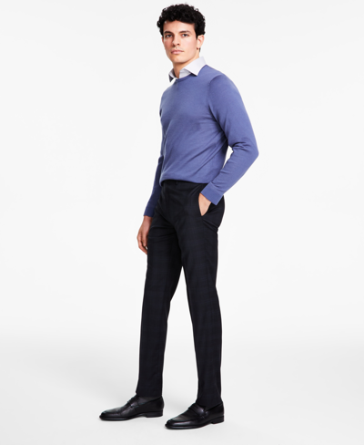 Calvin Klein Men's Slim-fit Wool-blend Stretch Suit Pants In Black Blue