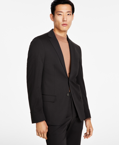 Calvin Klein Men's Slim-fit Stretch Solid Knit Suit Jacket In Dark Olive Solid