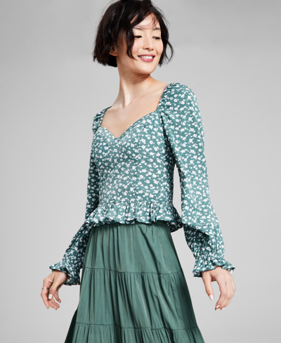 And Now This Women's Sweetheart Long-sleeve Blouse In Meadowland Floral