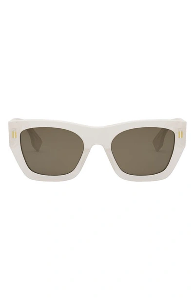 Fendi Roma Rectangular Sunglasses In White / Brown