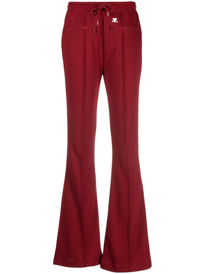 Courrèges Interlock Bootcut Track Pants In Red