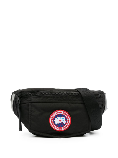 Canada Goose Logo Front And Back Belt Bag In Black