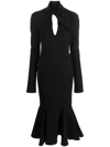 Attico Isabel Compact Techno Jersey Midi Dress In Schwarz