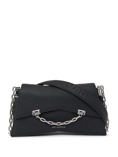 Karl Lagerfeld Small K/seven Leather Shoulder Bag In Schwarz