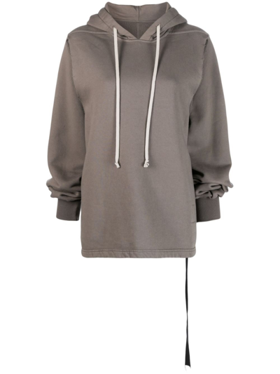 Rick Owens Cape Sleeve Jumbo Cotton Hoodie In Grey