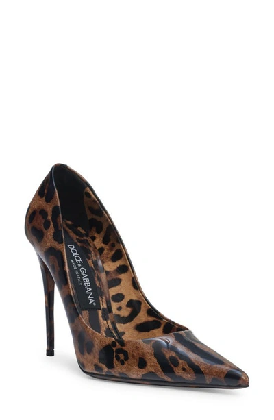 Dolce & Gabbana Lollo Pointed Toe Pump In Brown Print Leopard