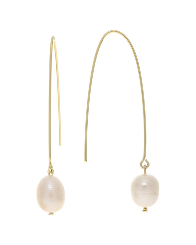 Rivka Friedman 18k Plated 10x12 Mm Pearl Threader Earrings