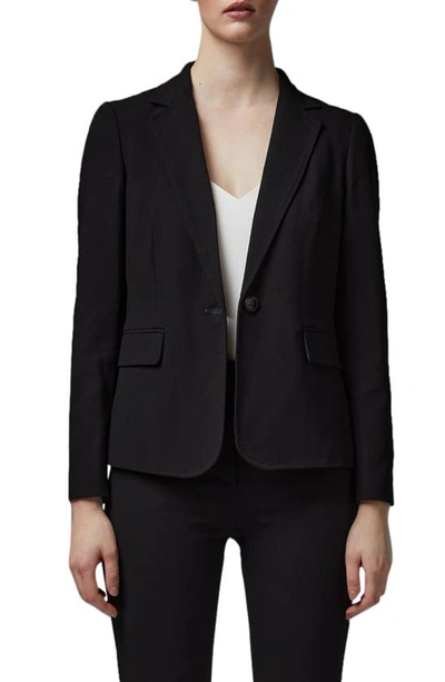 Lk Bennett Wiley One-button Crepe Blazer In Black