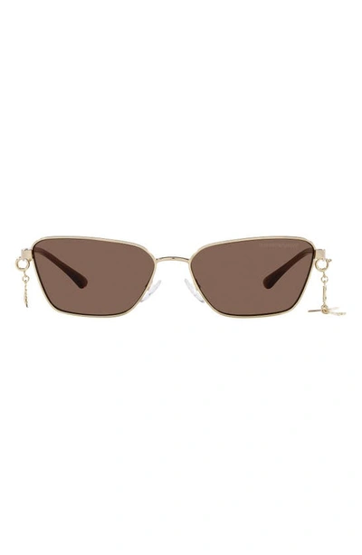 Emporio Armani 56mm Pillow Sunglasses In Gold Amber
