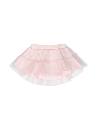 Miss Blumarine Babies' Logo-embroidered Layered-tulle Skirt In Pink