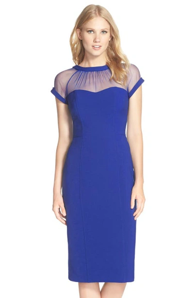 white christmas dresses Maggie London Illusion Yoke Crepe Cocktail Dress – STYLES BY LASHAE main image 1