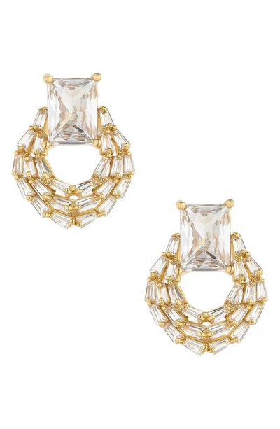 Ettika Crystal Encircled 18k Gold Plated Earrings