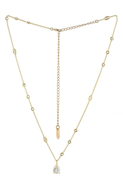 Ettika Delicate Cubic Zirconia Pendant 18k Gold Plated Necklace