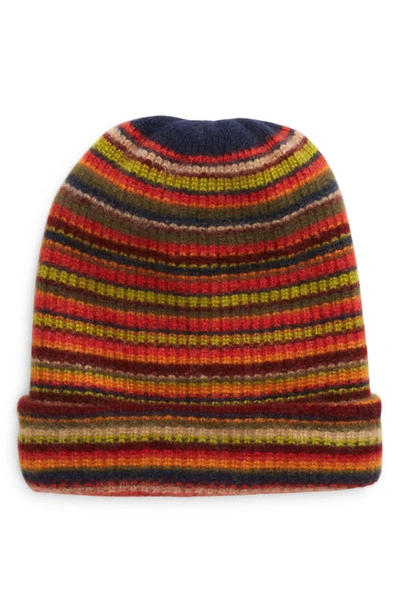 The Elder Statesman Watchman Vista Stripe Cashmere Beanie In Multi