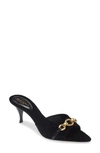 Saint Laurent Le Maillon 60 Leather Mules In Black