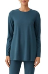 Eileen Fisher Crewneck Long Sleeve Tunic Top In Alpine