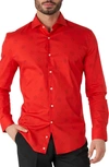 Opposuits Christmas Icons Red Stretch Button-up Shirt In Red