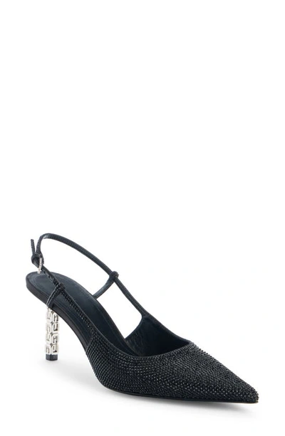 Givenchy Slim G-cube Crystal Embellished Pointed Toe Slingback Pump In Black