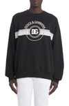 Dolce & Gabbana Logo-print Long-sleeved Cotton Sweatshirt In Black