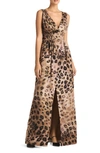 ST JOHN ST. JOHN COLLECTION PAINTED LEOPARD PRINT MAXI DRESS