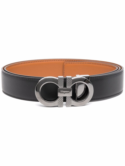 Tom Ford Gancini Leather Reversible Belt In Black