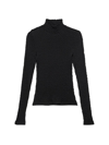 Frame Stretch Mesh Lace Turtleneck In Noir