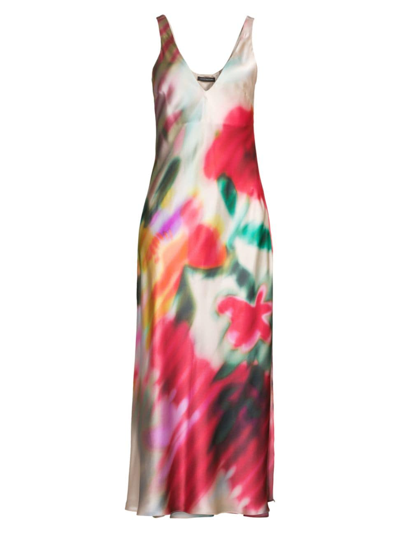 Josie Natori Natori Melisande Silk Gown Dress In Parchment Multi