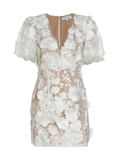 Elliatt Women's Zayla Floral Lace Puff-sleeve Minidress In Ivory