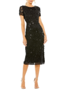 Mac Duggal Women's Embellshed Short-sleeve Column Dress In Black