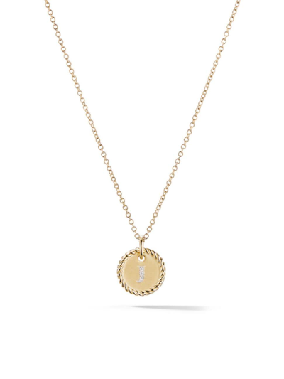 David Yurman Women's Initial Charm Necklace In 18k Yellow Gold With Pavé Diamonds In Initial J
