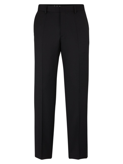 Hugo Boss Regular-fit Trousers In Wool Serge In Black