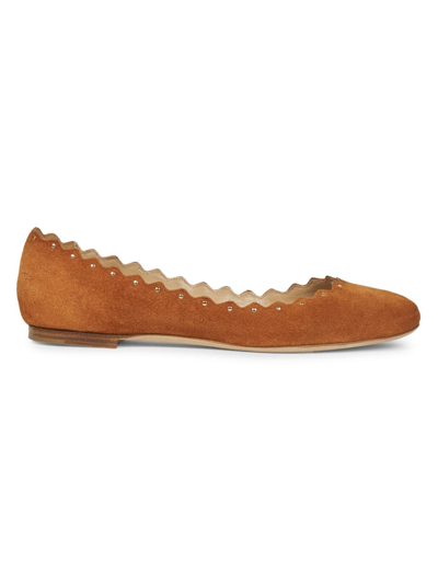 Chloé Lauren Suede Ballet Flats - Women's - Calf Leather/rubber/calf Suede In Brown