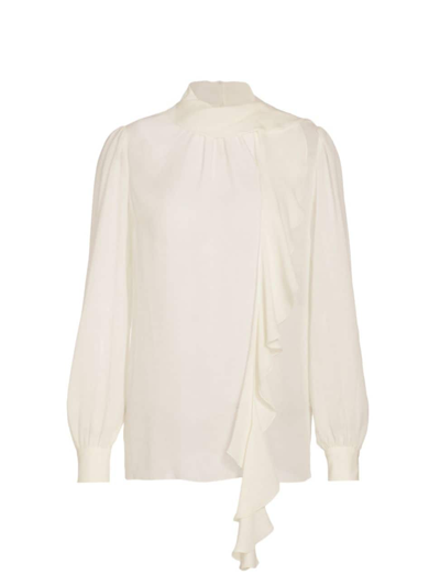 Dolce & Gabbana Women's Georgette Ruflfle-front Blouse In Bianco