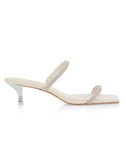 Cult Gaia Nami Crystal-embellished Kitten-heel Sandals In Off White