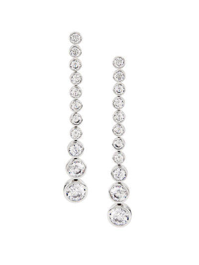 Adriana Orsini Women's Basel Rhodium-plated & Cubic Zirconia Linear Drop Earrings In Silver