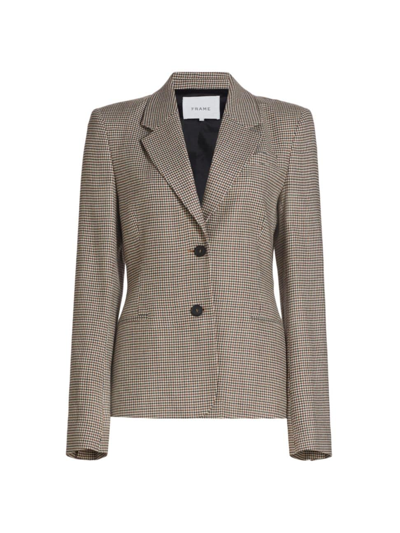 Frame The Femme Houndstooth Blazer In Tawny Multi