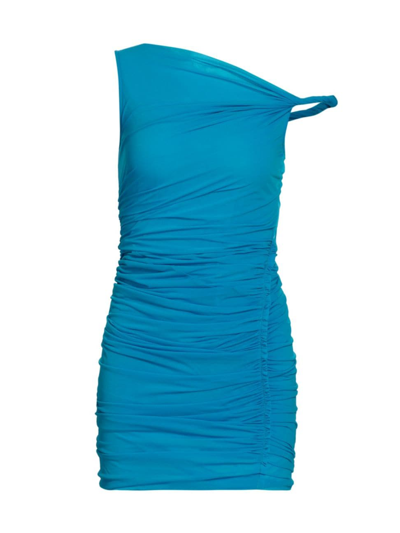 Helmut Lang Ruched Crepe Mini Dress In Royal Blue