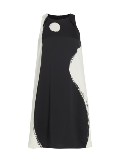 Marella Farad Cutout Brushstroke-print Mini Dress In Black