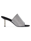Givenchy Strass G Cube-heel Slide Sandals In Silvery