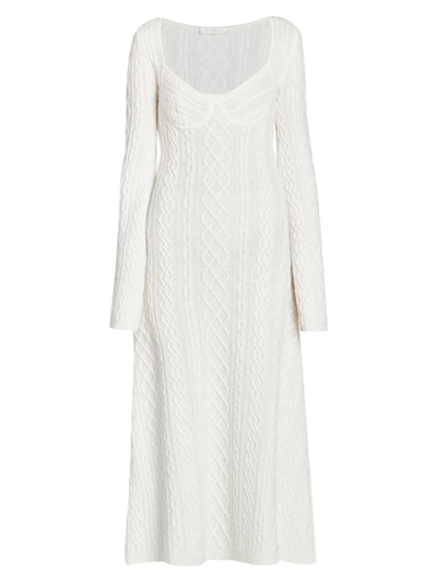 Chloé Cable Knit Wool Cashmere Maxi Dress In Iconic Milk