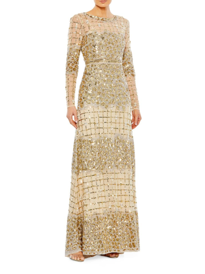 Mac Duggal Women's Embellished Illusion Neck Gown In Gold
