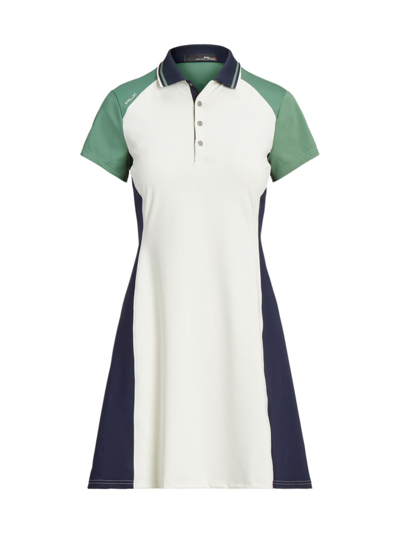Ralph Lauren Women's Colorblocked Jersey Polo Dress In Peach Cream Fatigue Multi