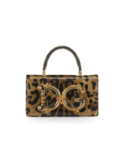 Dolce & Gabbana Women's Dg Leopard Leather Top-handle Bag